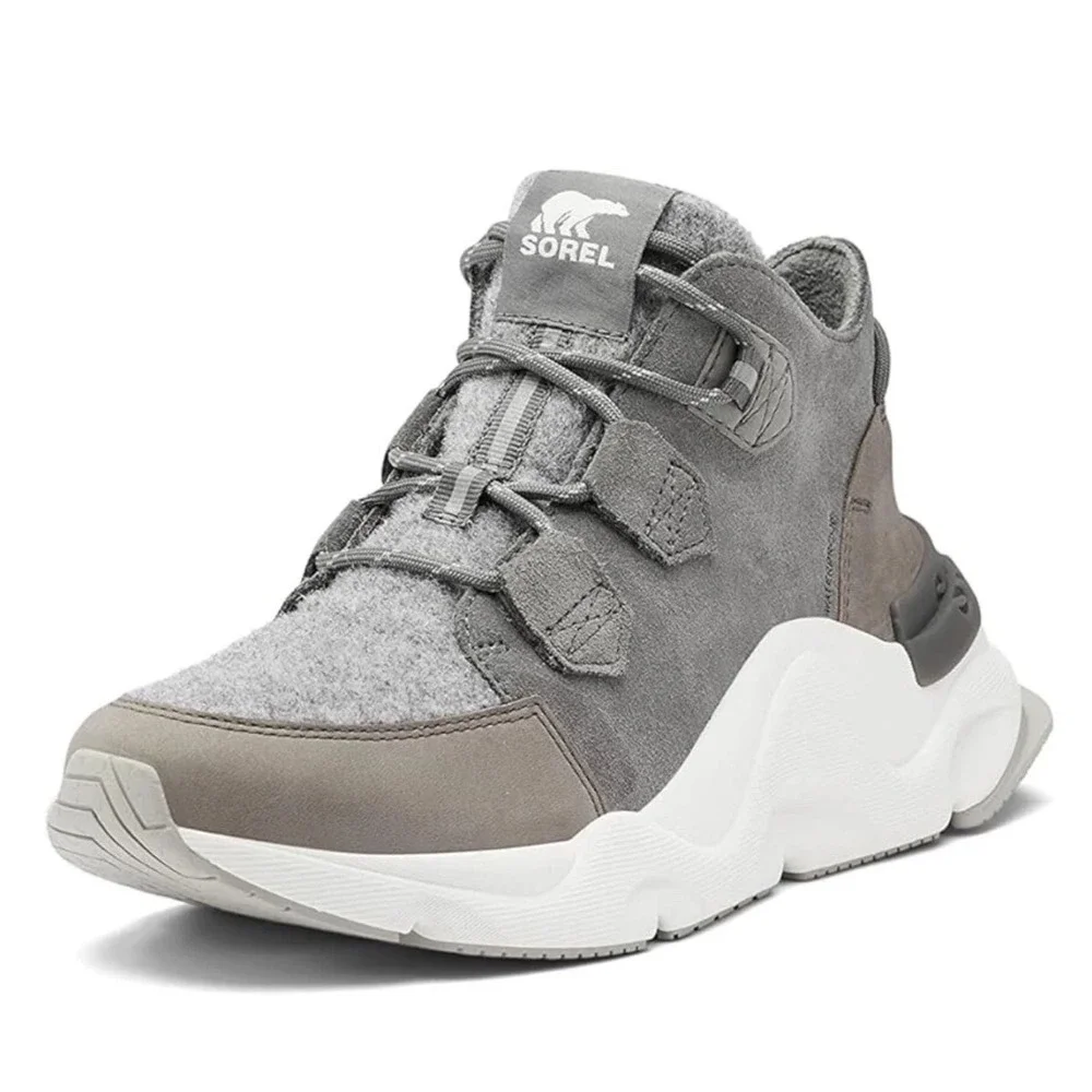Sorel Kinetic RNEGD Caribu‎ Waterproof Sneaker Boots Quarry/Sea Salt Womens 9